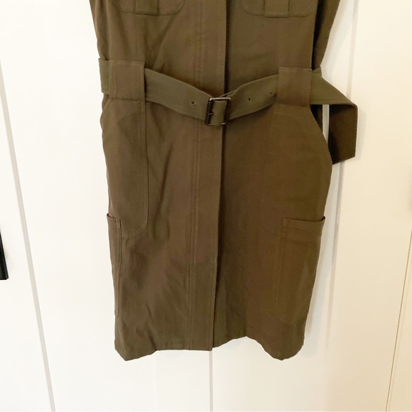 Olivia Palermo Chelsea28 Long Military Olive Green Vest Dress Medium - Picture 8 of 10